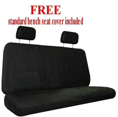 Solid Black Car Seat Covers SET w/ Steering Wheel Cover & Belt Shoulder Pads #5, US $46.93, image 2