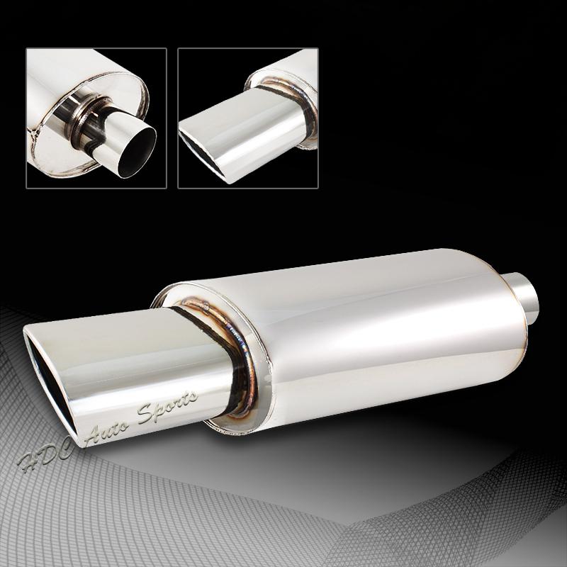 Universal 5.5" oval euro tip stainless steel exhaust resonator muffler 2.5"inlet