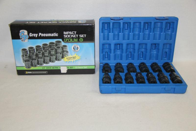 New - grey pneumatic 13 pc. 1/2" drive impact socket set - model # 1713um!!