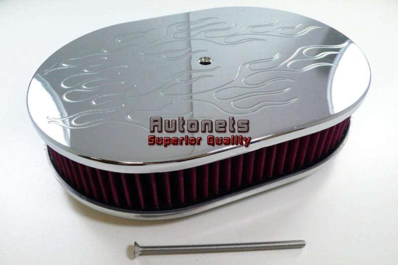 12" flame chrome aluminum air cleaner washable filter set breather hot rat rod