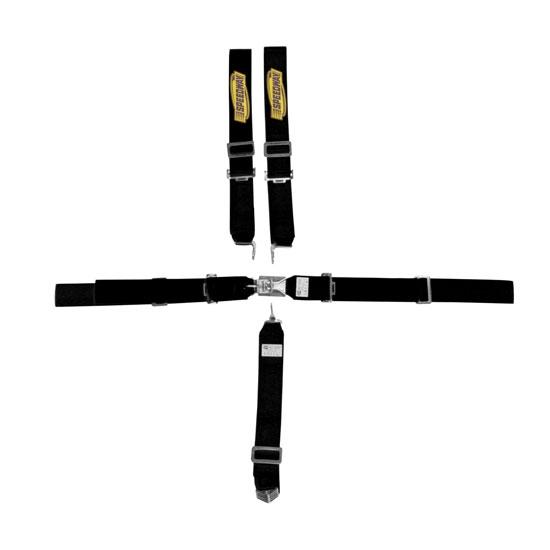New speedway black nylon sfi seat belt combo, 3" individual shoulder harness