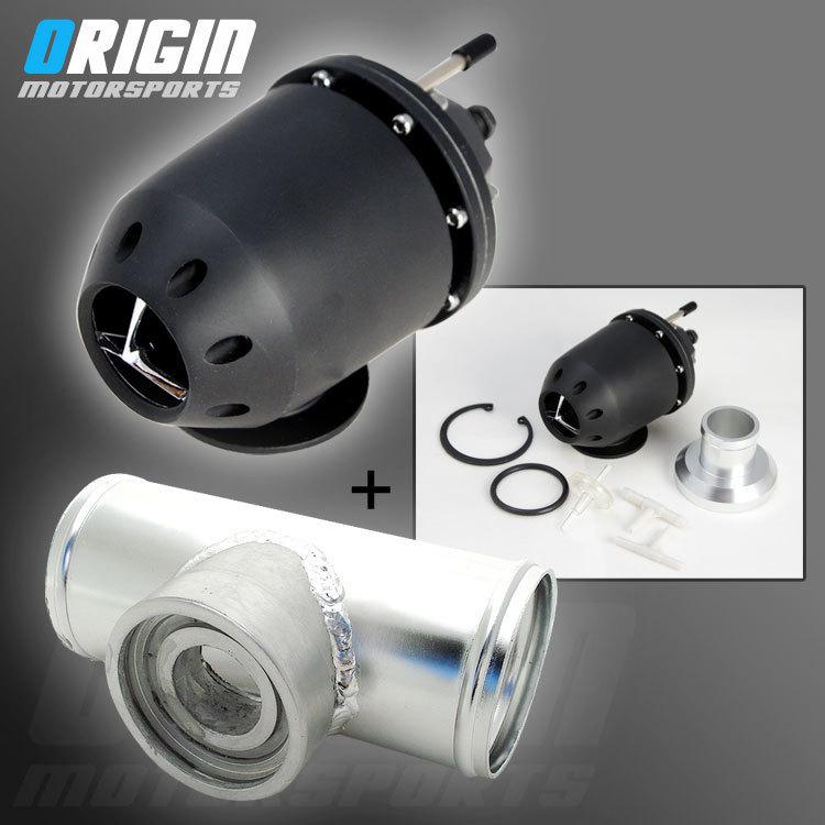 Black turbo sqv ssqv jdm blow off valve bov + 2.5" flange pipe tube adapter kit