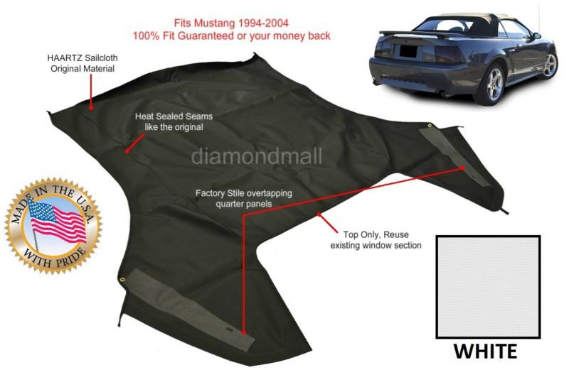 Ford mustang convertible soft top (top section only) white sailcloth 1994-2004
