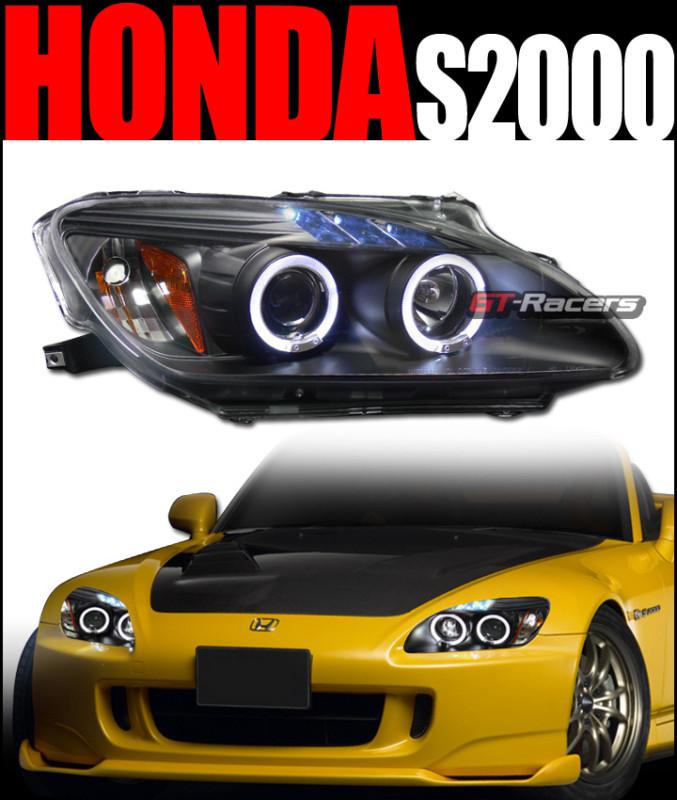 Black drl led 2*halo rims projector head lights signal 2004-2009 honda s2000 ap2