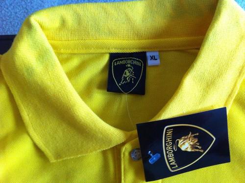 Lamborghini 100% authentic men's yellow  l basic shield soft cotton piquet polo