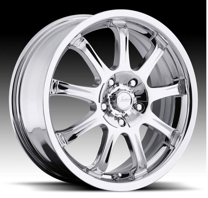 17" vision 424 4x4.5 legend accord tiburon lancer chrome wheels rims free lugs