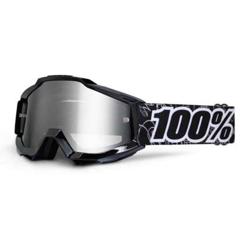100% accuri junior motocross youth goggles, graph jr.(black/white), mirror lens