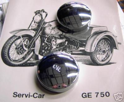 New chrome gas & oil caps 4 harley flathead servi car 45" wla 61103-36 60114-37