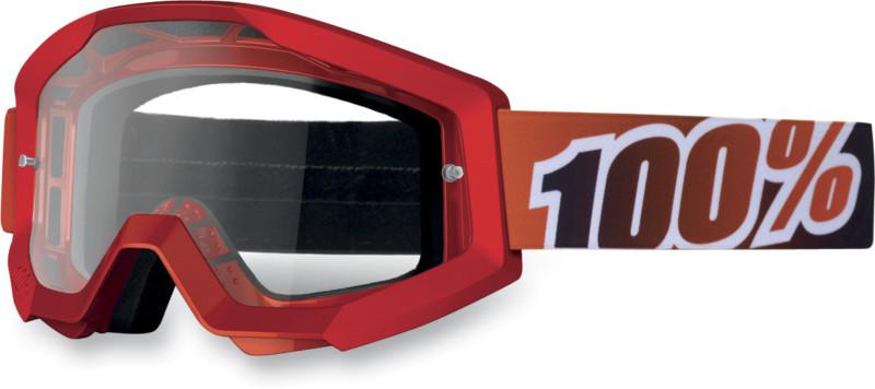New 100% strata-mx motocross adult goggles, fire red(red/black), clear lens