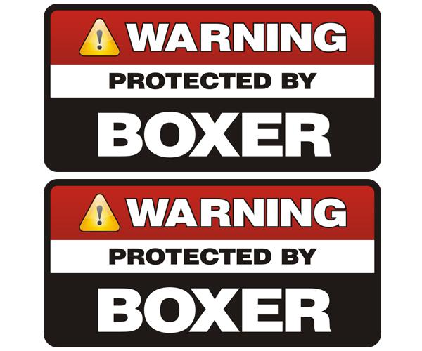 Boxer protected by warning guard dog decal set 3"x1.5" vinyl sticker zu1