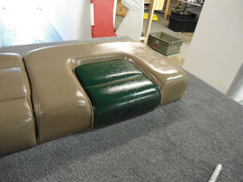 TAUPE AND GREEN BOAT BENCH SEAT CUSHION BOTTOM SECTION 56