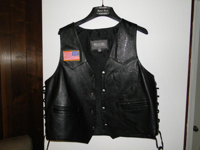 Men's leather vest with embossed eagle