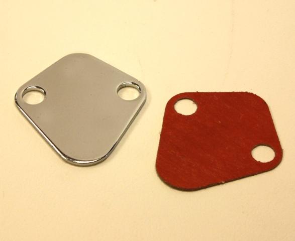 Chrome bb chevy and sb ford fuel pump block off plate