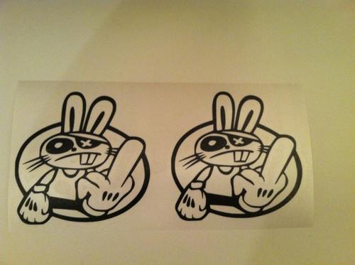 Two drift rabbit / funny bunny" jdm sticker  racing//drifters,scion,honda,nissan