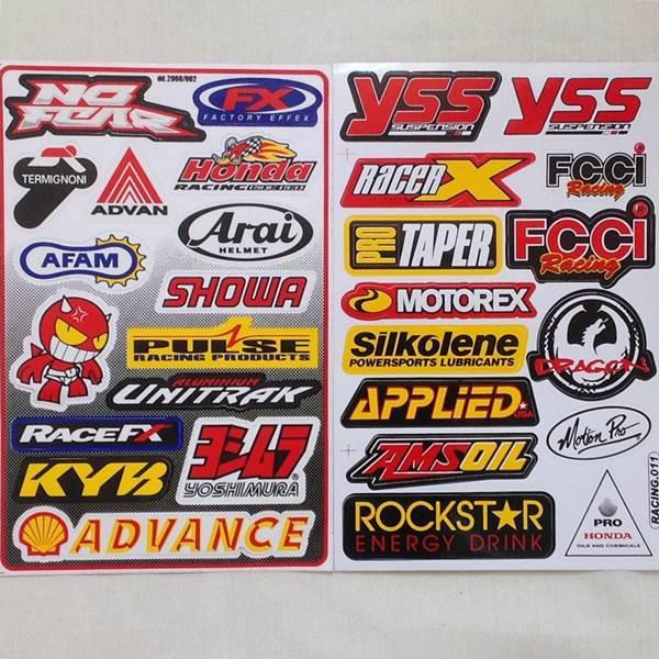 2 sheets car stickers racing decal motocross atv hot sale! free shipping s02