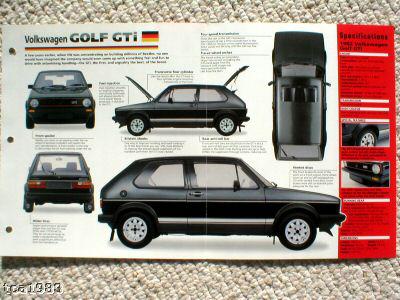 1981 / 1982 / 1983 vw  volkswagen golf gti imp brochure , gt-i