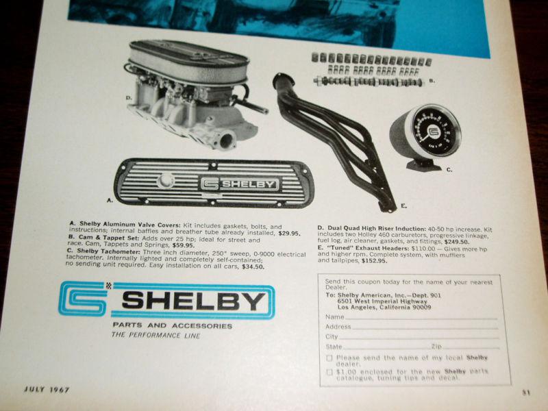 1967-68 SHELBY AD-FORD MUSTANG GT 500/350-EXHAUST HEADERS/VALVE COVERS/TACH/CAM, US $8.99, image 3