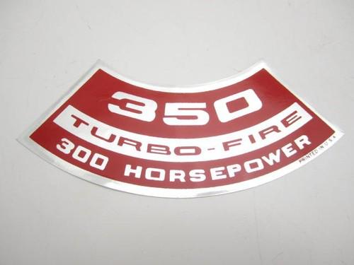 Corvette new air cleaner decal "350 turbo-fire 300 horsepower" 1969-e1970