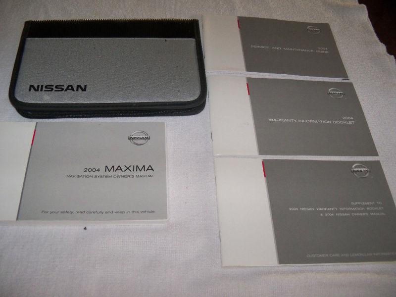 2004 nissan maxima owner's manual 5/pc.set +navigation & nissan premuim case.oem