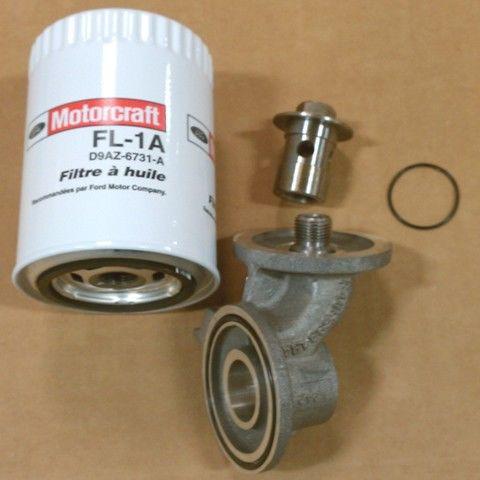 FORD RACING ALUMINUM 90 DEGREE OIL FILTER ADAPTER WITH MOTORCRAFT FL-1A, US $80.50, image 2