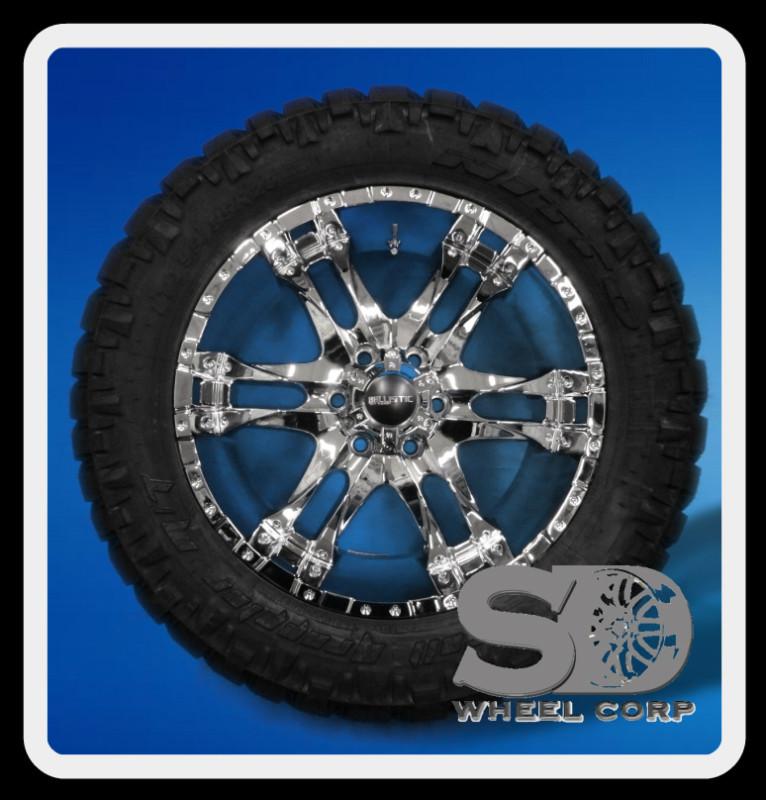20" ballistic wizard w/ 295/55/20 nitto trail grappler tires chrome wheels rims 