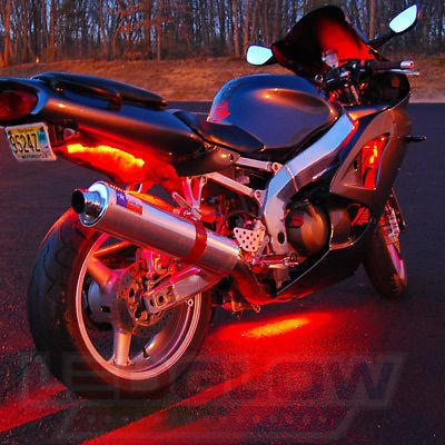 NEW 12pc RED LED FLEXIBLE MOTORCYCLE LIGHTING LIGHT KIT, US $99.99, image 2