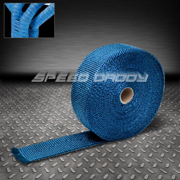 Racing exhaust header turbo manifold heat insulation wrap 2"x 1/16 x 600" blue