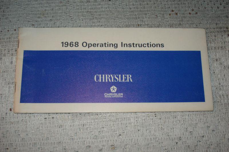 1968 chrysler owners manual original glovebox book rare