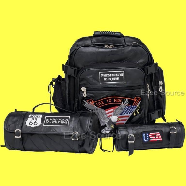 HARLEY MOTORCYCLE SISSY T BAR LEATHER TOUR BAGS 3PC, US $65.00, image 2