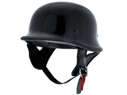 Snowmobile atv utv motocross - gloss black dot german half helmet open face - m