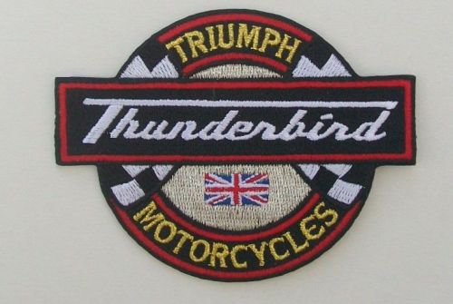 Triumph motorcycles thunderbird round patch with metallic gold lettering