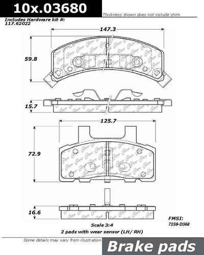 Centric 106.03680 brake pad or shoe, front