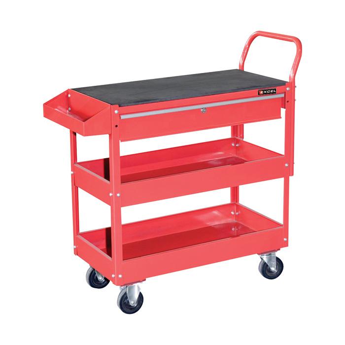 Excel rolling tool cart with locking drawer- 500-lb. capacity #tc301c-red