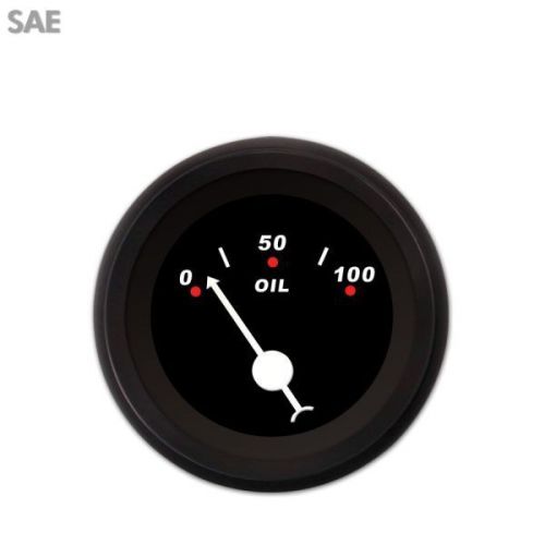 Aurora 1014 oil pressure gauge -  sae modern rodder black  black trim rings