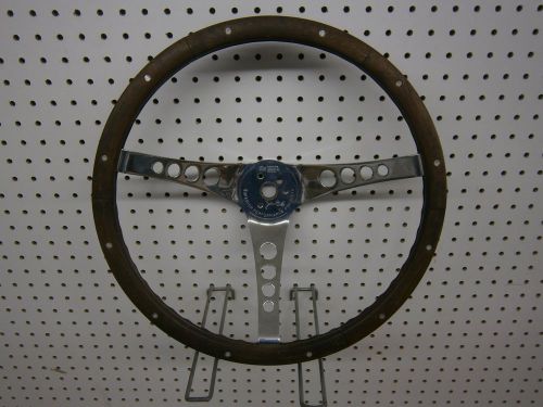 Vintage 1960s superior industries the 500 wood rim 15.25&#034; steering wheel