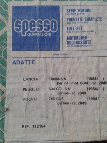 Lancia thema 6v, peugeot 604 gti  6v, volvo 740 gle - full engine gasket set