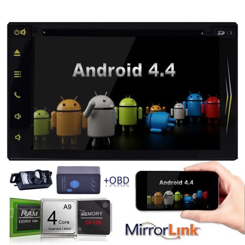 2din 6.2" android 4.4 car dvd player gps wifi quad core mirror-link+obd2+camera