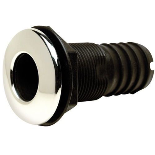 3/4 inch stainless steel covered thru-hull bilge pump hose fitting for boats