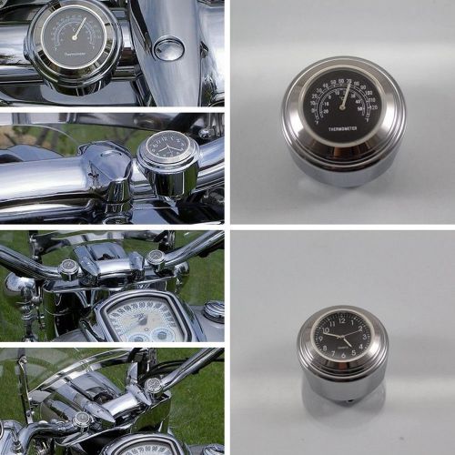 7/8'' aluminum alloy motorcycle bike handlebar mount dial clock + thermometer