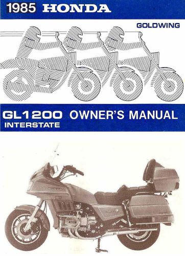 1985 honda gl1200 goldwing interstate motorcycle owners manual-gold wing gl 1200