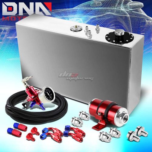 17 gallon top-feed fuel oil gas tank+line+pressure regulator+inline filter red