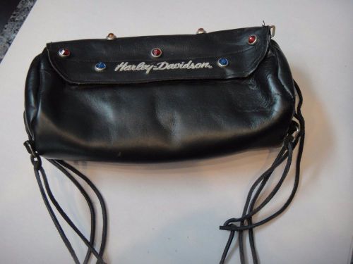 Vintage harley davidson black leather belt pack black fringe jewel studded