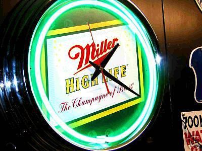 Miller high life beer garage man cave neon bar pub sign clock