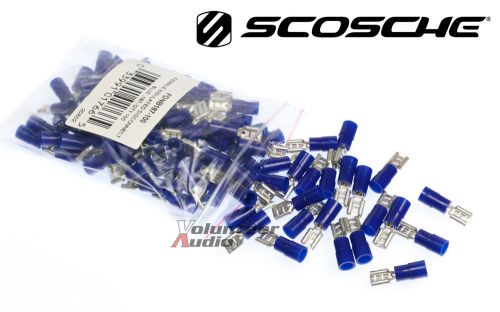 Scosche nylon female spade quick disconnect blue 16-14 gauge 0.187&#034; 100 pcs/bag