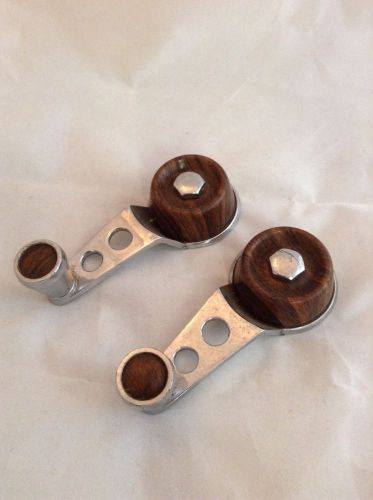 Car vehicle window handles brown chrome lot of 2 woody vintage