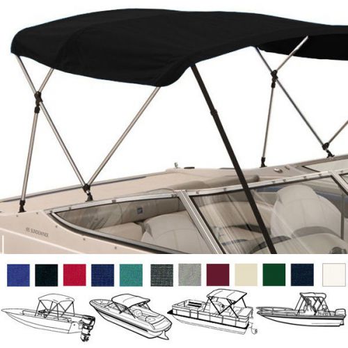 Boat bimini top cover 3 bow 72"l 46"h 61"-66"w - w/ boot &amp; rear support poles