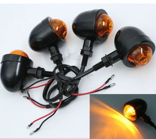 Black mini bullet aluminium motorcycle turn signals indicators light 1w amber