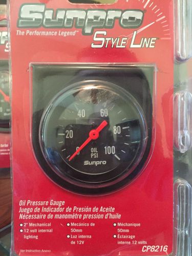 *free shipping* sunpro oil pressure gauge cp8216, black finish nib never opened