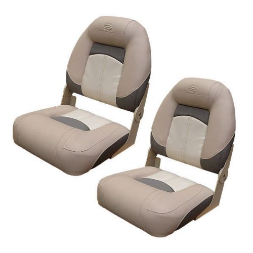 Sun tracker cream, tan, ash brown folding marine boat fishing seats - pair