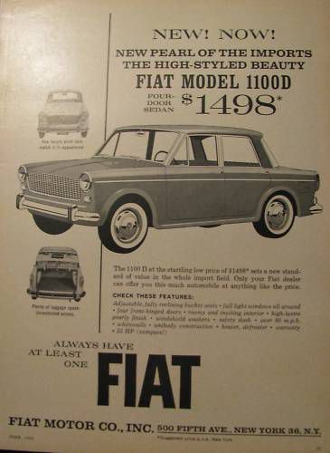 Original 1963 fiat 1100d sedan ad c&amp;d 6/63